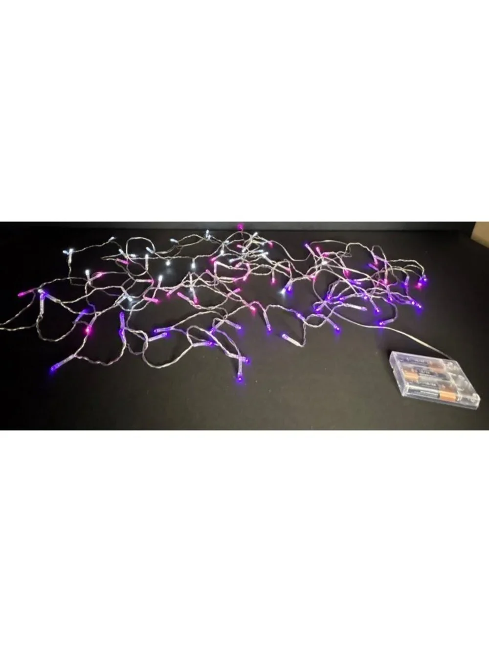String Lights Battery-Powered LED Purple & White Glow Indoor/Outdoor Use DIY